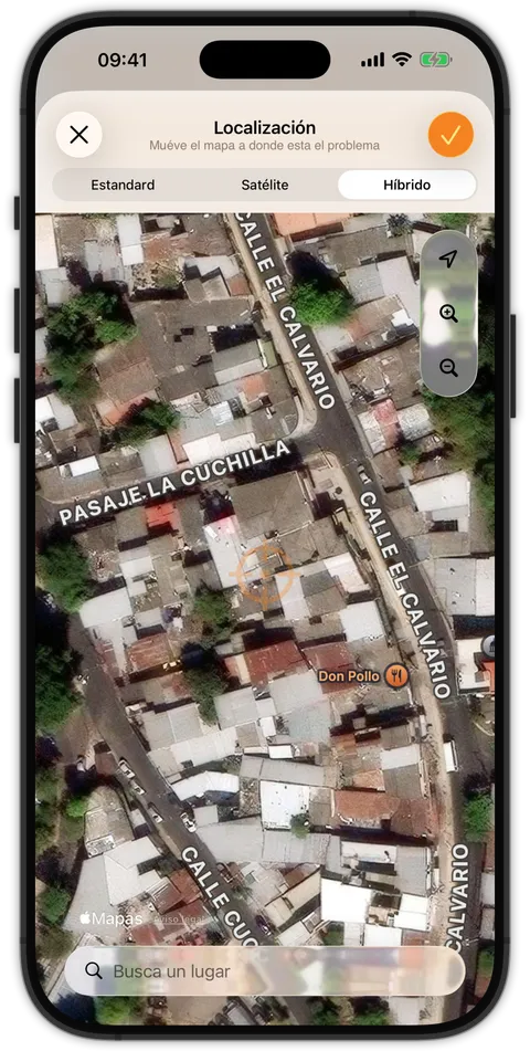 Ajuste fino de la ubicación con vista satelital