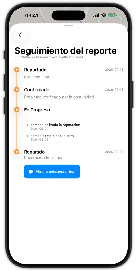 Línea de tiempo del seguimiento del reporte