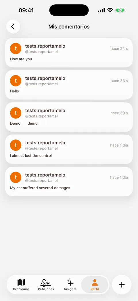 Comentarios en los reportes de la comunidad